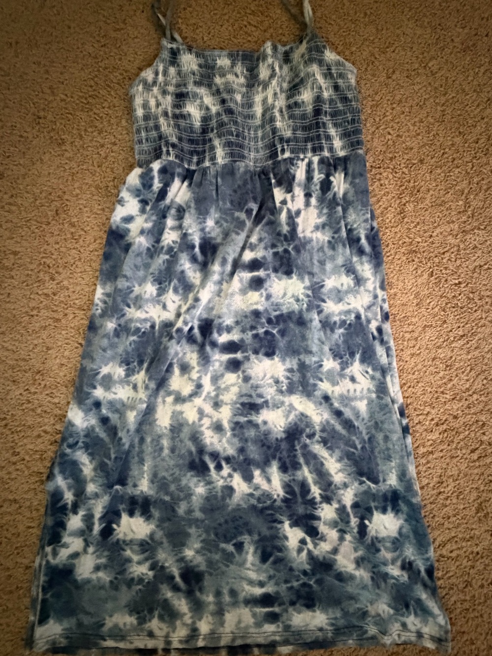 Old Navy Blue Tie Dye Smocked Maxi Dress